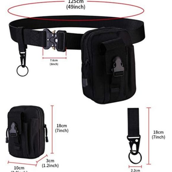 FLAPI Green and Black Nylon Belts + Molle Pouch & 2 Hooks - Picture 3 of 3